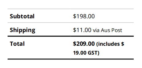 WooCommerce invoice total with GST