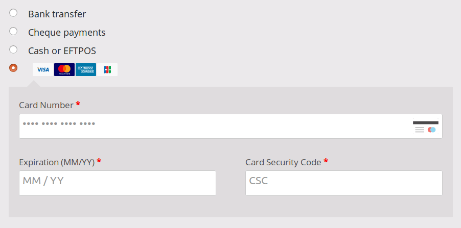 WooCommerce payment methods