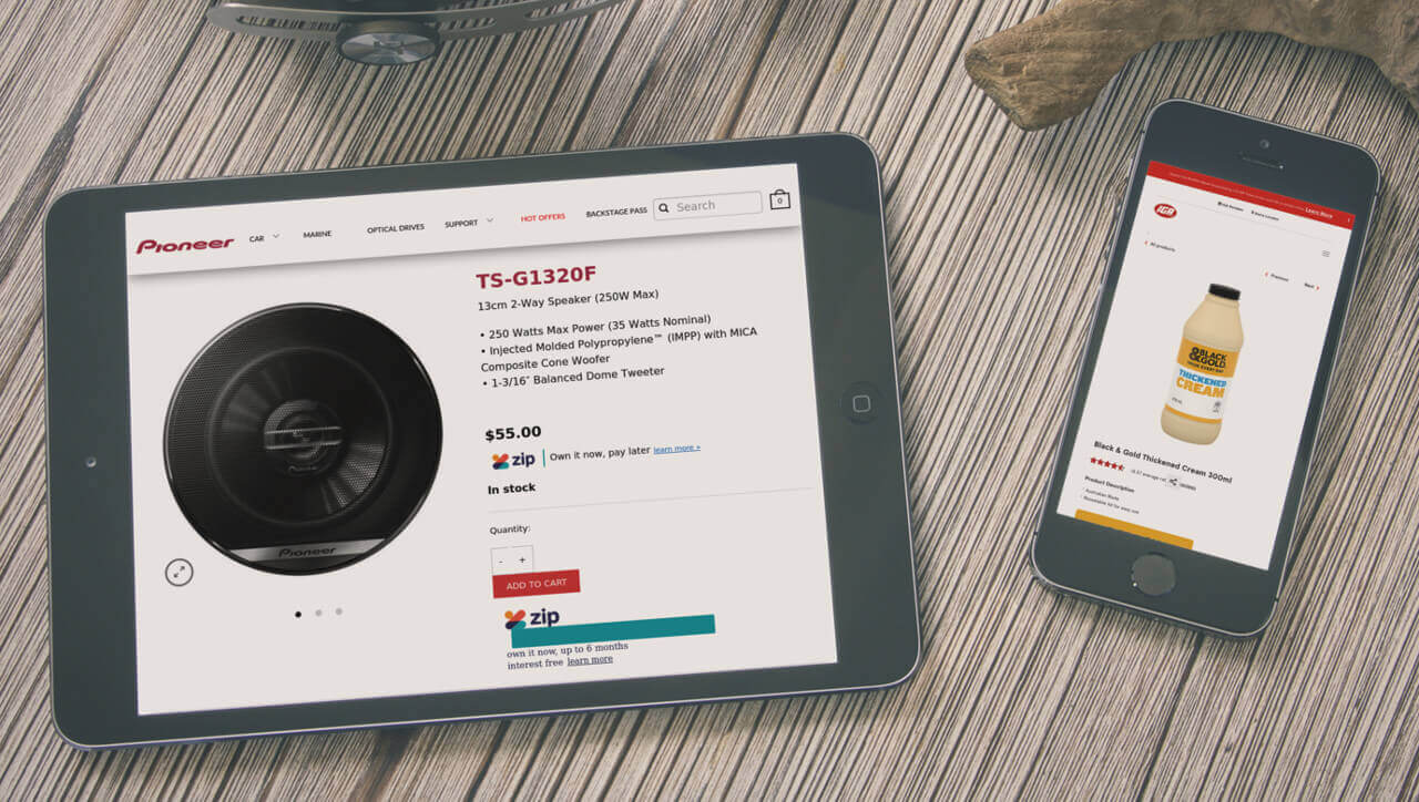 Pioneer and IGA websites displayed on 2 different devices