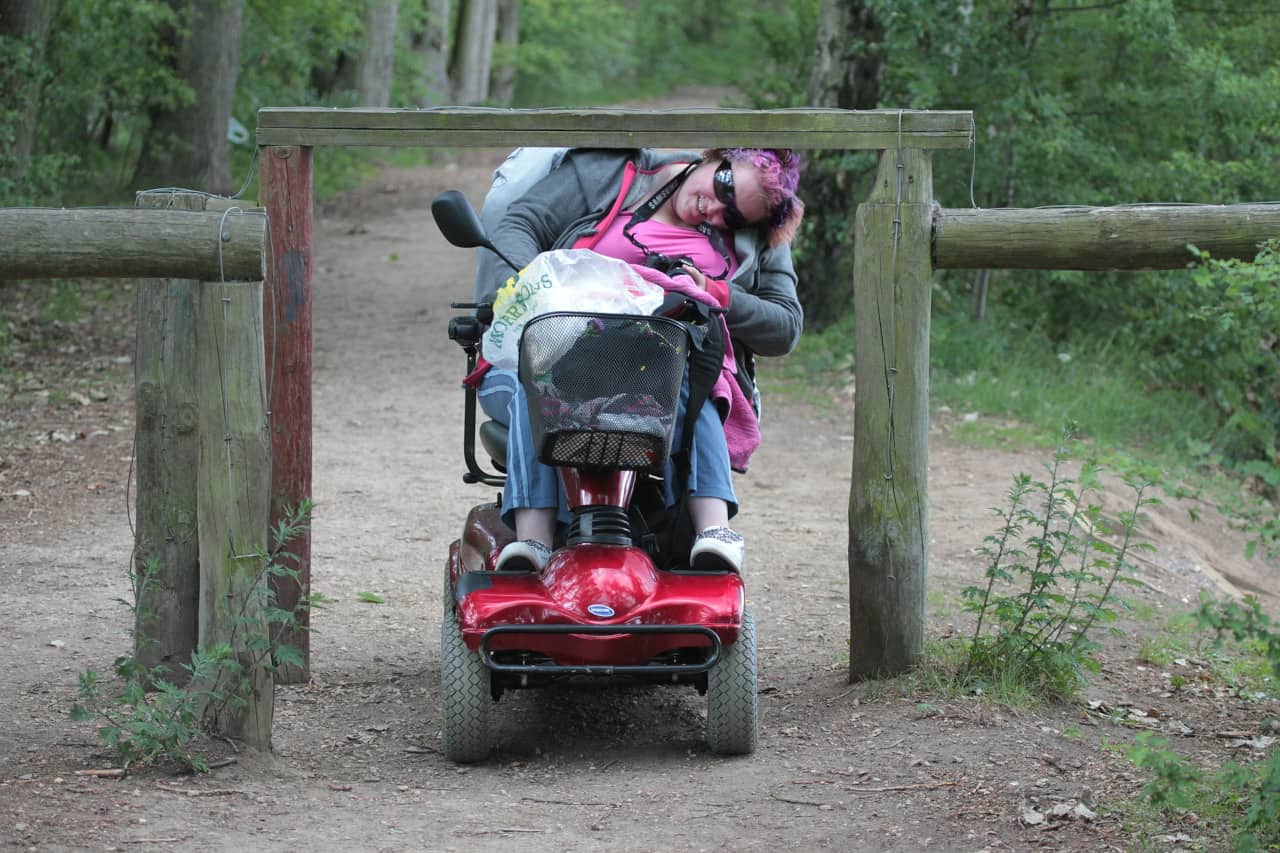 Fence blocking access to mobility scooter